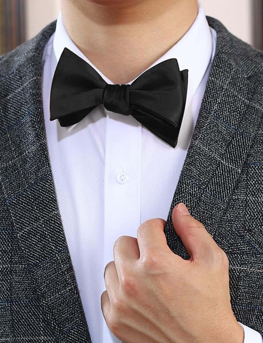 Mens Solid Bowtie Woven Self Tie Bow Ties Tuxedo & Wedding Bowties V1258-DP02-B-2071