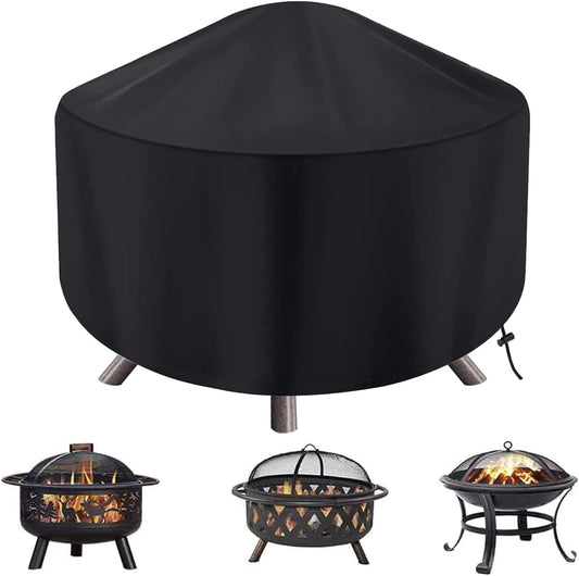 Round Fire Pit Cover for 22-34 Inch Firepit, Heavy Duty Outdoor Patio Fireplace Covers - Waterproof Dustproof V1258-DP02-B-2073