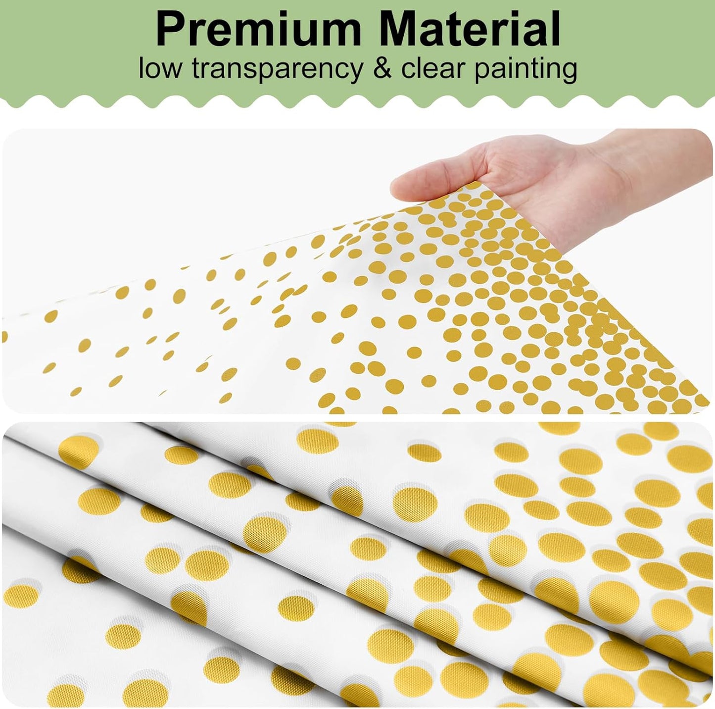 3 Packs Dot Disposable Table Cloth, 54 x 108 Inch Waterproof Plastic Tablecloth, Rectangle Gold Dots in White V1258-DP02-B-2074