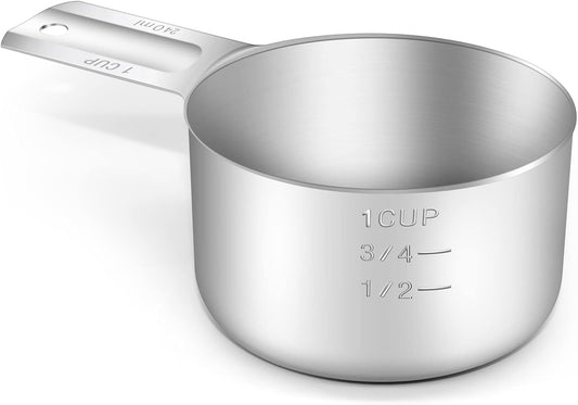1PCS 1Cup (240ml, 8oz) Single Measuring Cup, Stainless Steel Measure Scoop, Metric and US Measurement, V1258-DP02-B-2077