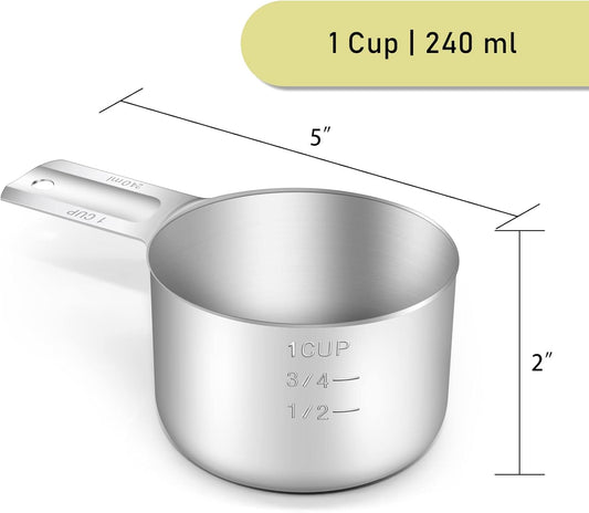1PCS 1Cup (240ml, 8oz) Single Measuring Cup, Stainless Steel Measure Scoop, Metric and US Measurement, V1258-DP02-B-2077