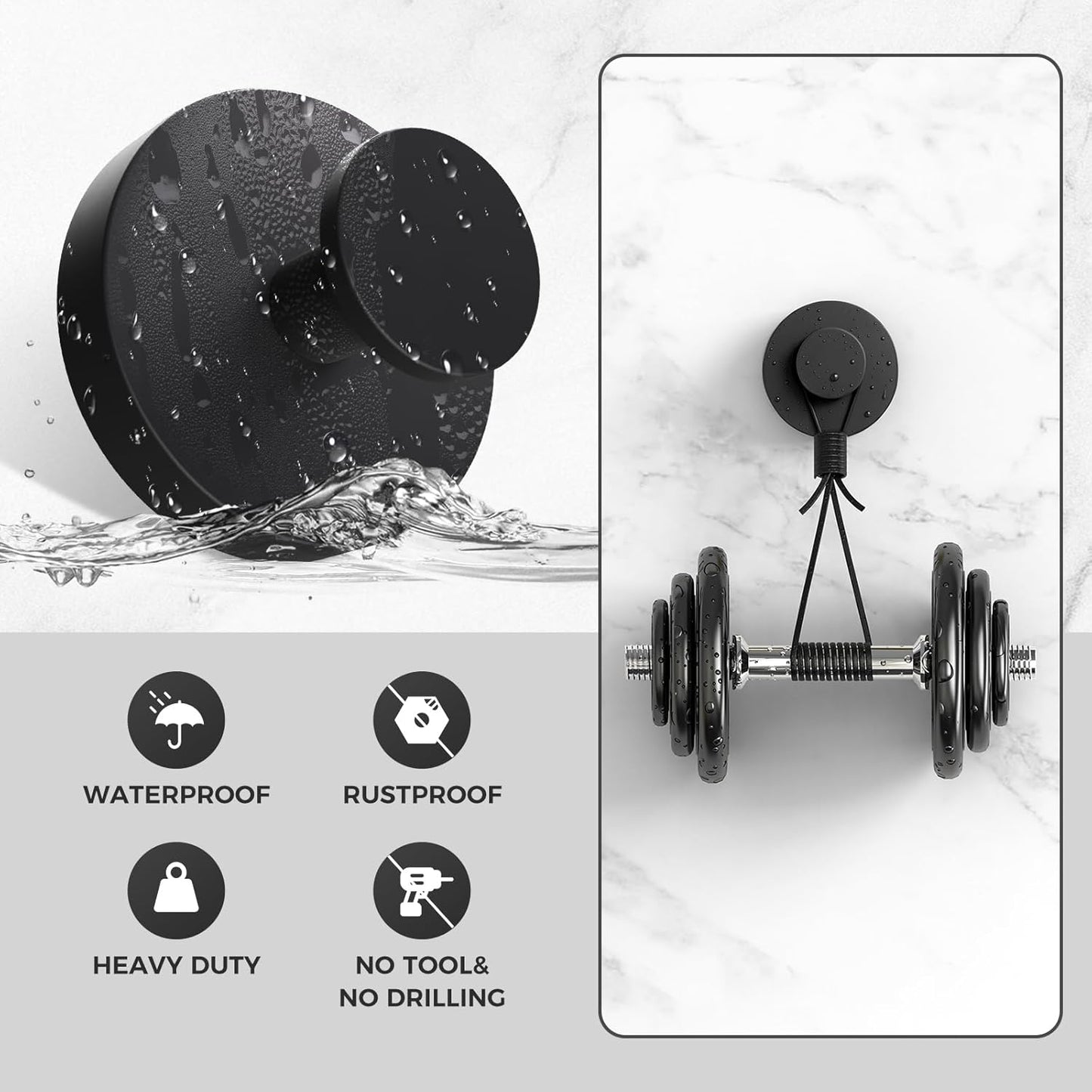 Shower Hooks for Inside Shower,Suction Cup Hooks for Glass Window,Removable Towel Hooks for Bathrooms,2 V1258-DP02-B-2081