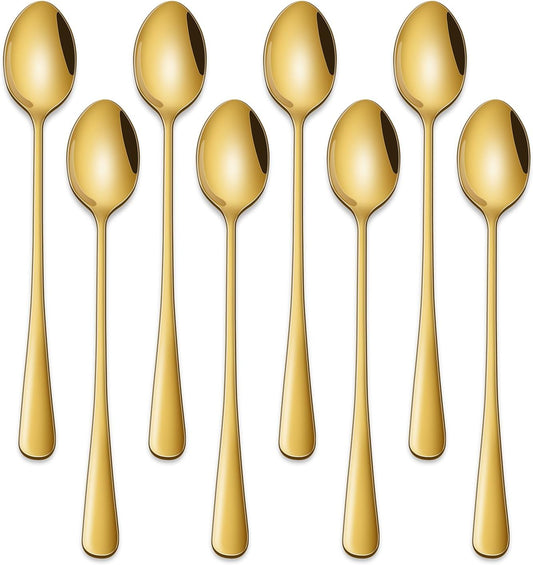 7.5 Inch Gold Iced Tea Spoons,Set Of 8 Stainless Steel Long Coffee Spoons,Long Handle Stirring Spoon For V1258-DP02-B-2089