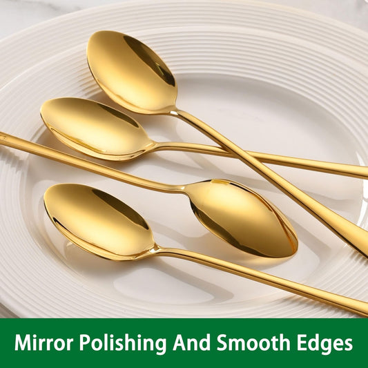 7.5 Inch Gold Iced Tea Spoons,Set Of 8 Stainless Steel Long Coffee Spoons,Long Handle Stirring Spoon For V1258-DP02-B-2089