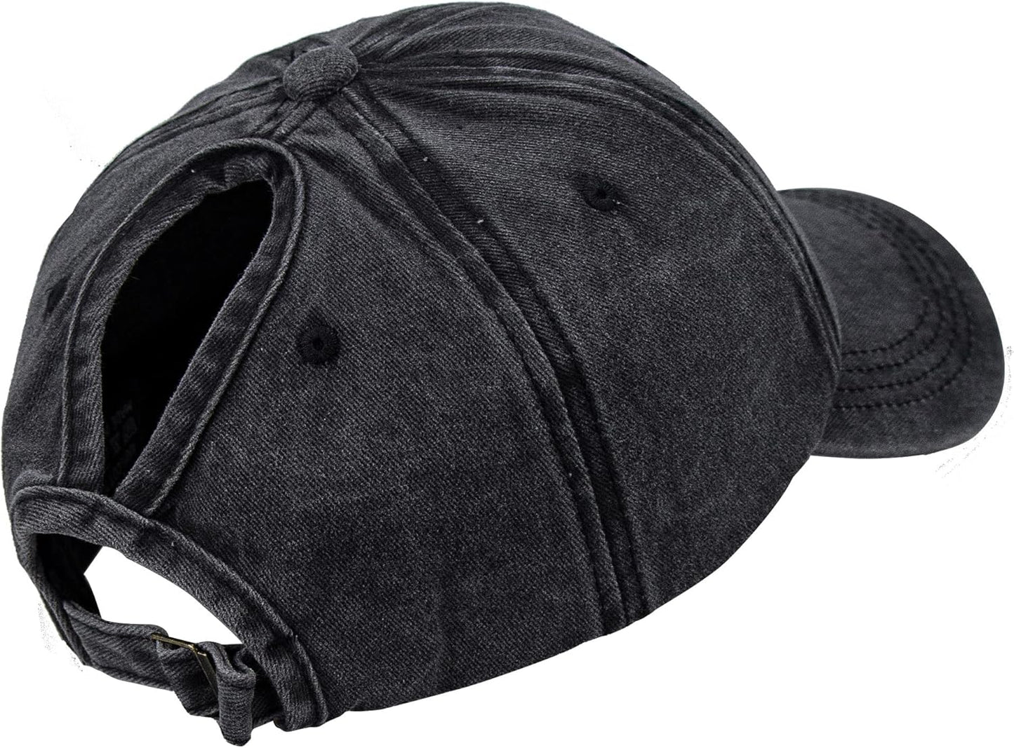 Ponytail Baseball Hat Distressed Retro Washed Womens Twill V1258-DP02-B-2091