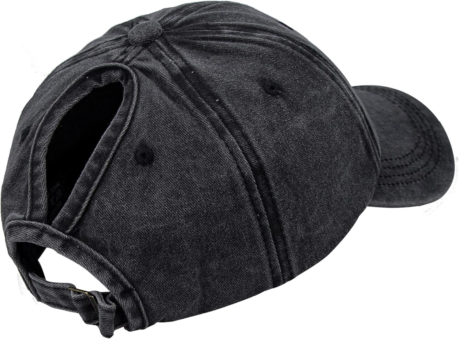 Ponytail Baseball Hat Distressed Retro Washed Womens Twill V1258-DP02-B-2091