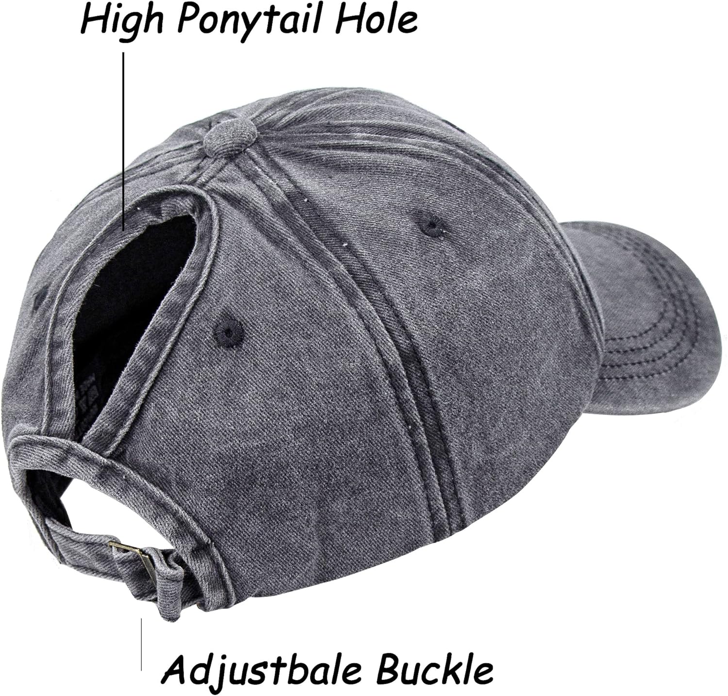 Ponytail Baseball Hat Distressed Retro Washed Womens Twill V1258-DP02-B-2092