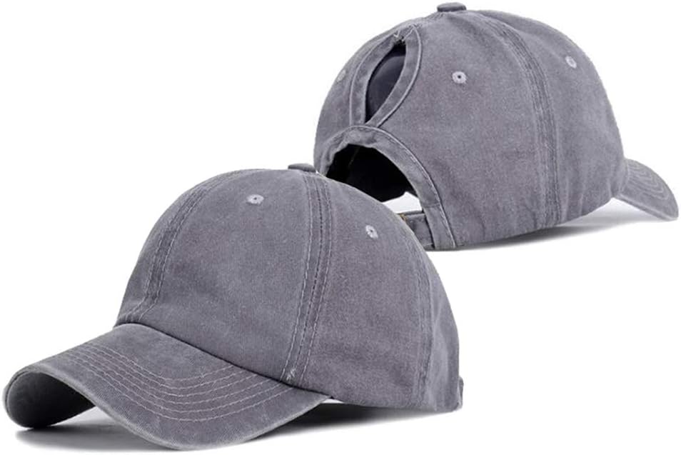 Ponytail Baseball Hat Distressed Retro Washed Womens Twill V1258-DP02-B-2092