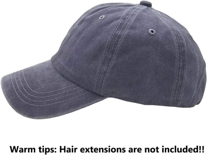 Ponytail Baseball Hat Distressed Retro Washed Womens Twill V1258-DP02-B-2092