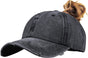 Ponytail Baseball Hat Distressed Retro Washed Womens Twill V1258-DP02-B-2093