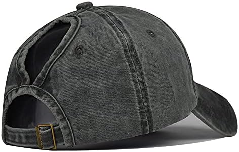 Ponytail Baseball Hat Distressed Retro Washed Womens Twill V1258-DP02-B-2093