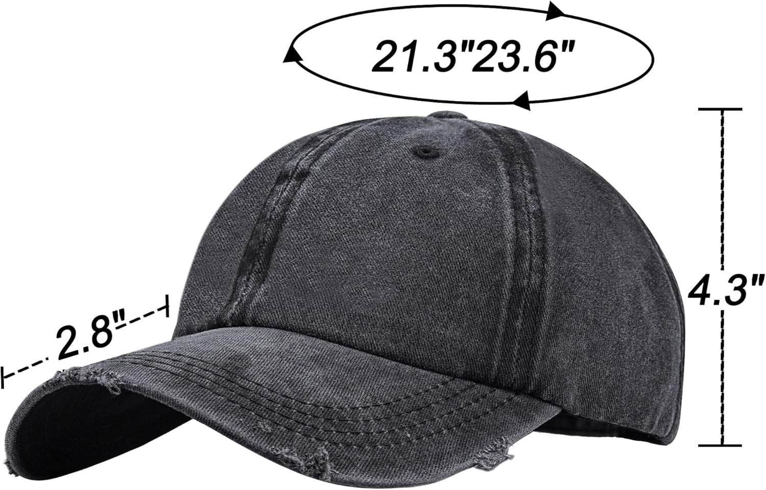 Ponytail Baseball Hat Distressed Retro Washed Womens Twill V1258-DP02-B-2093