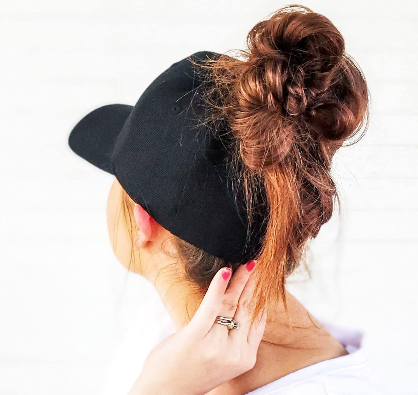 Ponytail Baseball Hat Distressed Retro Washed Womens Twill V1258-DP02-B-2093