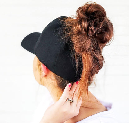 Ponytail Baseball Hat Distressed Retro Washed Womens Twill V1258-DP02-B-2093