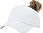 Ponytail Baseball Hat Distressed Retro Washed Womens Twill V1258-DP02-B-2094