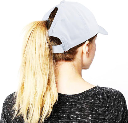 Ponytail Baseball Hat Distressed Retro Washed Womens Twill V1258-DP02-B-2094