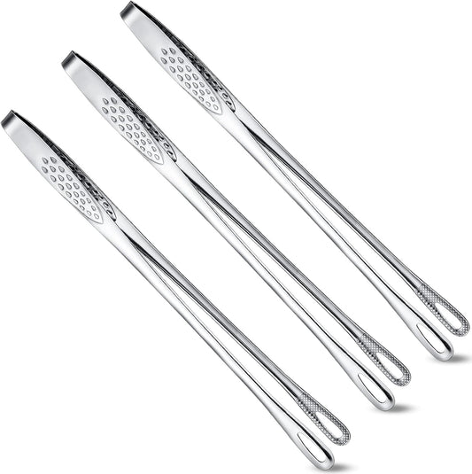 3 Pcs 11 Inches Kitchen Tongs Korean BBQ Tweezers for Cooking Stainless Steel Kitchen Tweezers Grill Food V1258-DP02-B-210