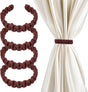 4 Pack Braided Curtain Tiebacks Boho Elegant Rustic Curtain Holdbacks Tie Backs Holders Set Simple Light V1258-DP02-B-2100