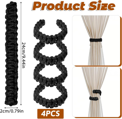 4 Pack Braided Curtain Tiebacks Boho Elegant Rustic Curtain Holdbacks Tie Backs Holders Set Simple Light V1258-DP02-B-2101