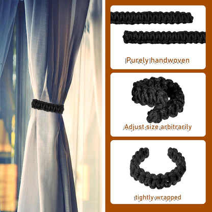 4 Pack Braided Curtain Tiebacks Boho Elegant Rustic Curtain Holdbacks Tie Backs Holders Set Simple Light V1258-DP02-B-2101