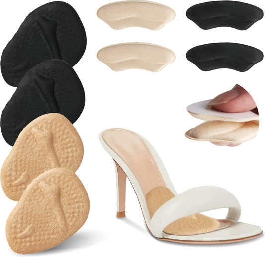 4 Pairs Metatarsal Pads Women & 4 Pairs Ball of Foot Cushions,Non-Sliding Insole Pads for Open Toe,Heel Pads V1258-DP02-B-2119