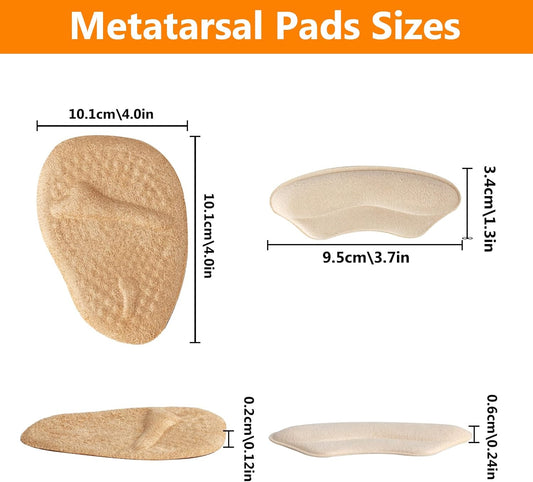 4 Pairs Metatarsal Pads Women & 4 Pairs Ball of Foot Cushions,Non-Sliding Insole Pads for Open Toe,Heel Pads V1258-DP02-B-2119