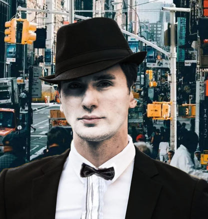 1920s Men Fedora Hat Cap for Men,Manhattan Hat for 1920s Mens Gatsby Costume Accessories V1258-DP02-B-2120