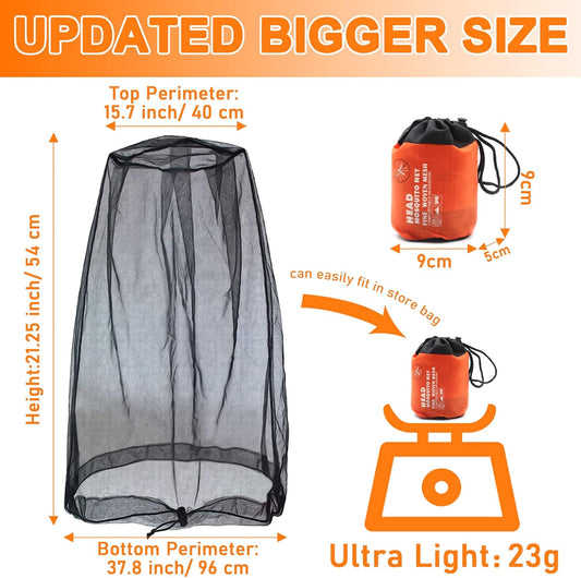 Mosquito Head Net Mesh, Face Neck Fly Netting Hood from Bugs Gnats Noseeums Screen Net for Any Outdoor Lover- V1258-DP02-B-2124