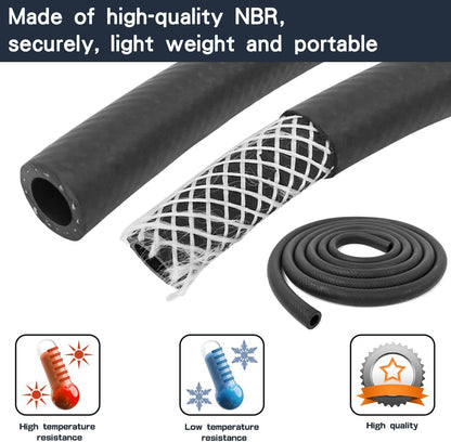 1/4 Inch ID NBR Rubber Hose, 10 Feet Fuel Hose Line Transfer Hose for Small Engine Black V1258-DP02-B-2129