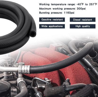 1/4 Inch ID NBR Rubber Hose, 10 Feet Fuel Hose Line Transfer Hose for Small Engine Black V1258-DP02-B-2129
