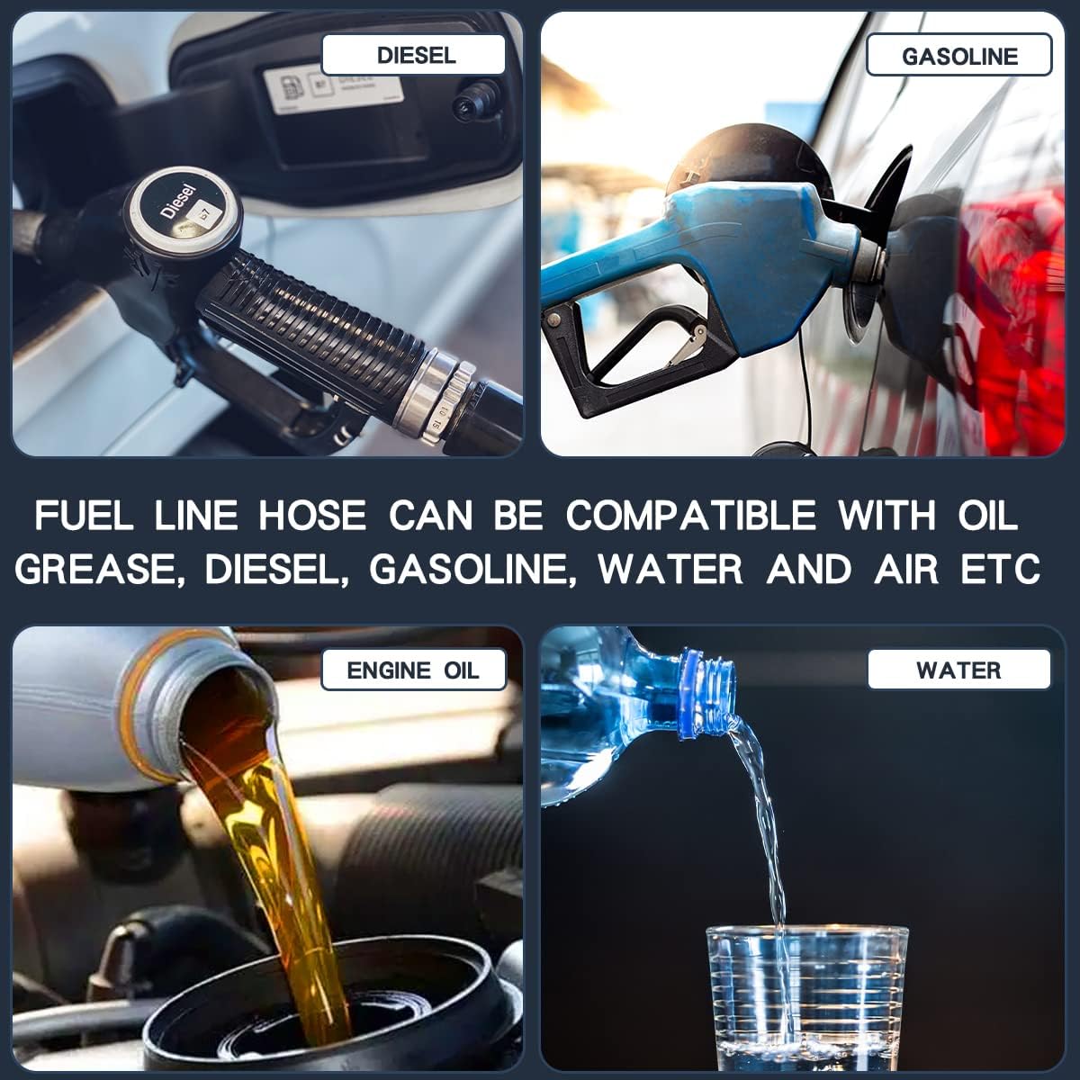 1/4 Inch ID NBR Rubber Hose, 10 Feet Fuel Hose Line Transfer Hose for Small Engine Black V1258-DP02-B-2129