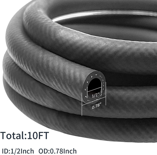 1/2 Inch ID NBR Rubber Hose, 10 Feet Fuel Hose Line Transfer Hose for Small Engine Black V1258-DP02-B-2130