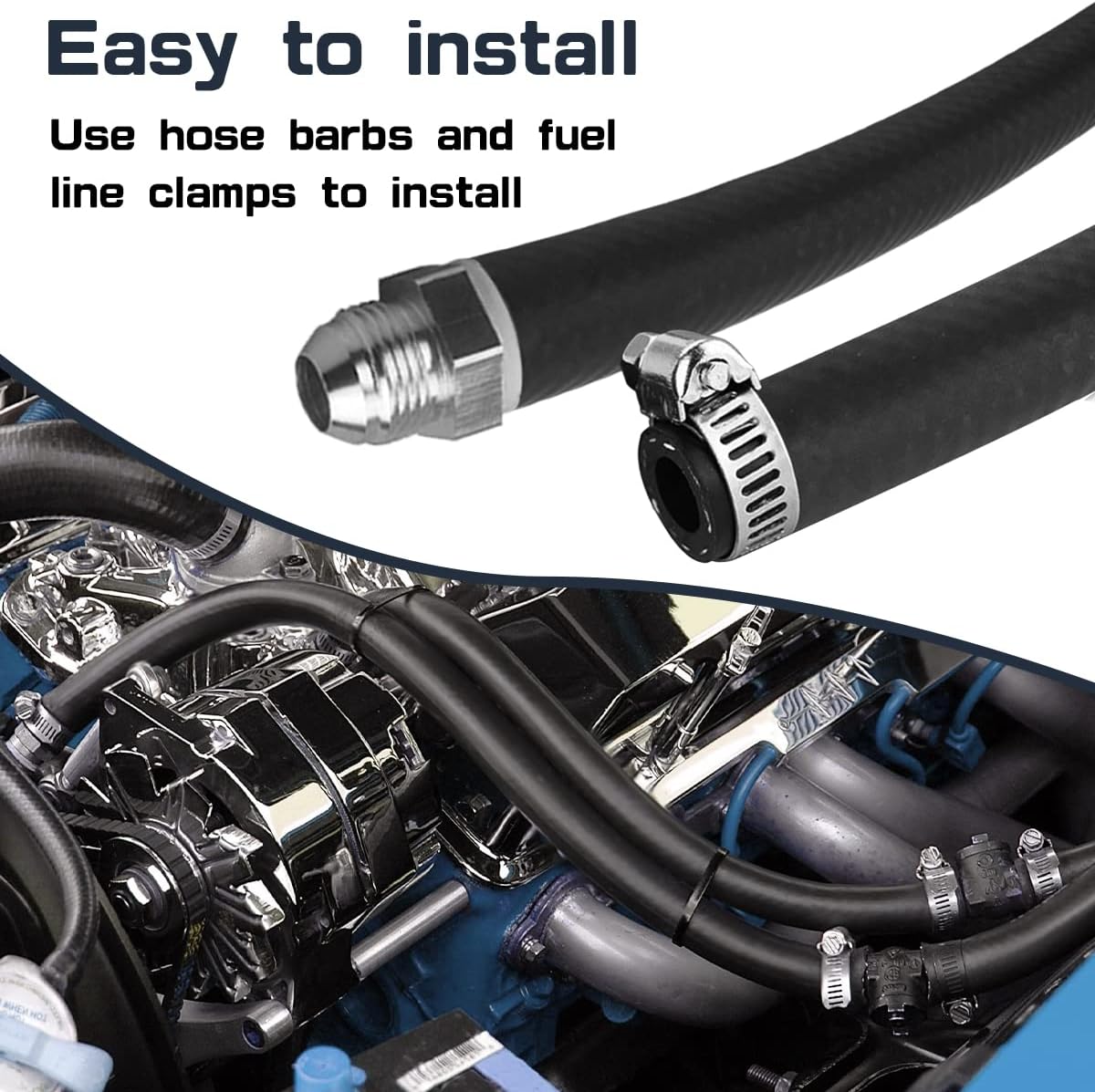 1/2 Inch ID NBR Rubber Hose, 10 Feet Fuel Hose Line Transfer Hose for Small Engine Black V1258-DP02-B-2130