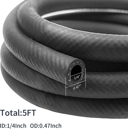 1/4 Inch ID NBR Rubber Hose, 5 Feet Fuel Hose Line Transfer Hose for Small Engine Black V1258-DP02-B-2131