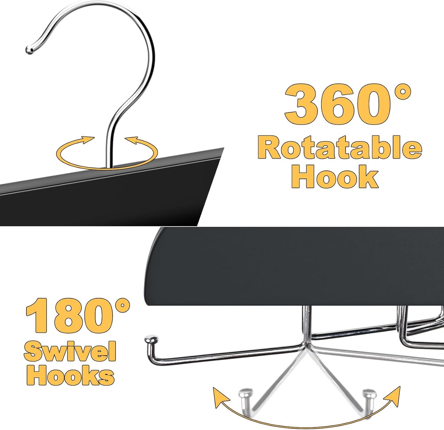 Tank Top Hanger with Premium Wood, 24 Large Capacity, Space Saving,360 Degree Rotating, Foldable Metal Hooks, V1258-DP02-B-2132