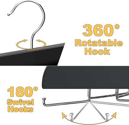 Tank Top Hanger with Premium Wood, 24 Large Capacity, Space Saving,360 Degree Rotating, Foldable Metal Hooks, V1258-DP02-B-2132
