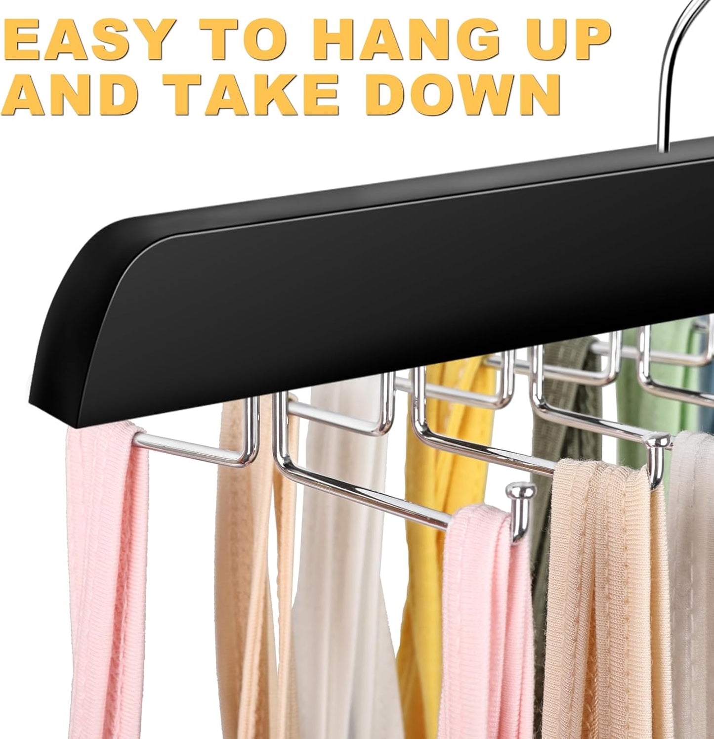 Tank Top Hanger with Premium Wood, 24 Large Capacity, Space Saving,360 Degree Rotating, Foldable Metal Hooks, V1258-DP02-B-2132