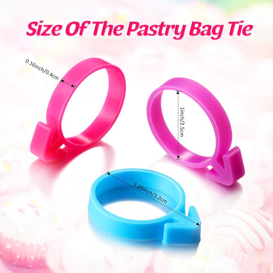 120 Pieces Icing Bag Ties Silicone Decoration Piping Bag Ties for Cupcakes Cookies and Pastry(Rosy, Blue, V1258-DP02-B-216