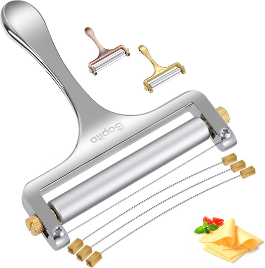 Stainless Steel Wire Cheese Slicer With 3 Extra Wires Adjustable Thickness, Handheld Cheese Block Cutter for V1258-DP02-B-2160