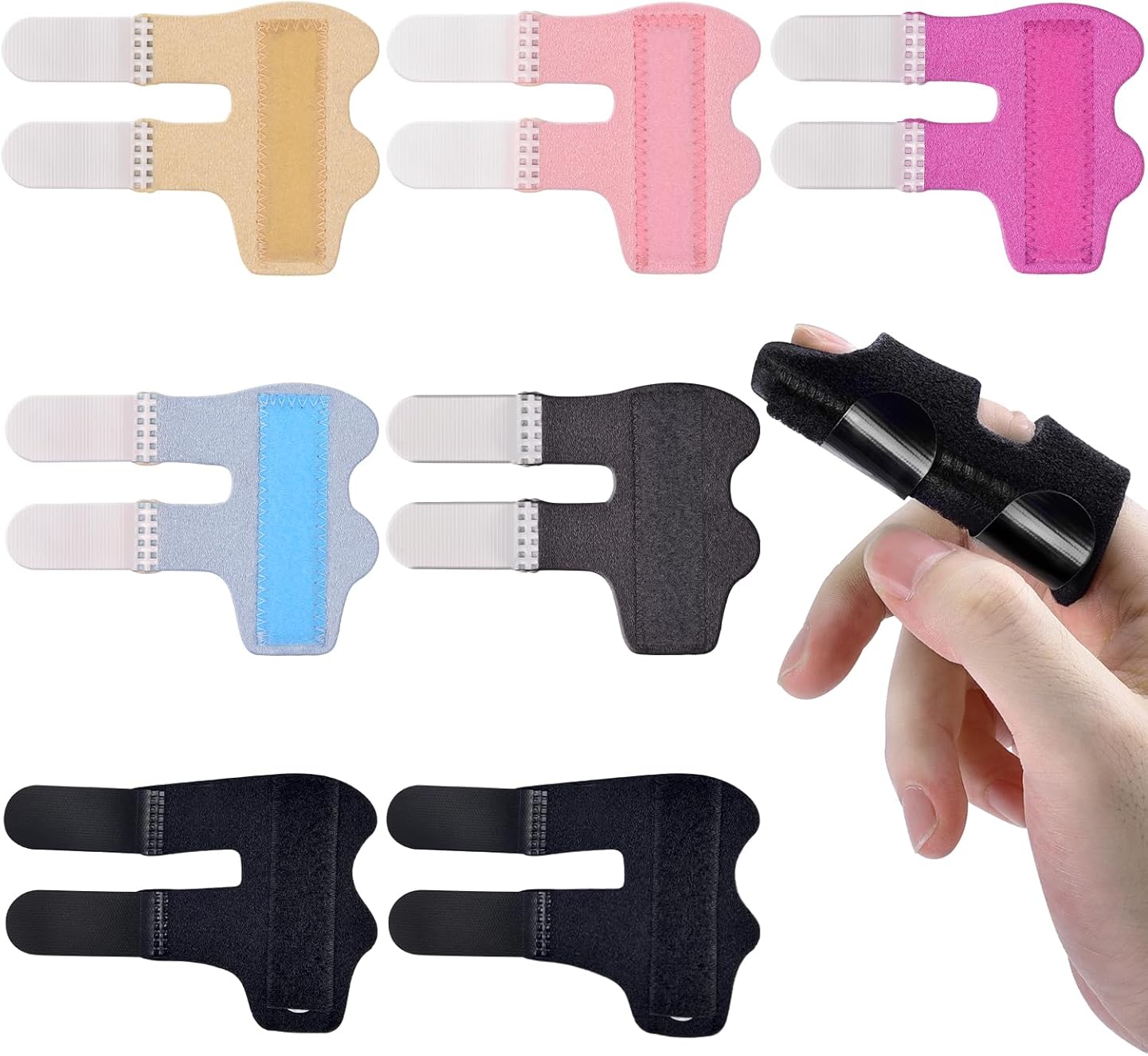 Finger Splints, 7pcs Finger Support Brace Finger Stabilizer for Broken Fingers Straightening Arthritis V1258-DP02-B-2178