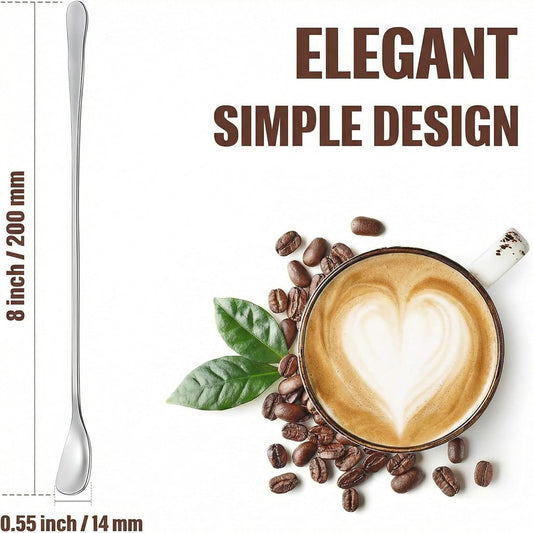 8 Pieces Stainless Steel Coffee Stirring Spoons 7.8 Inch Reusable Coffee Stirrers Long Handle Bar Cocktail V1258-DP02-B-218
