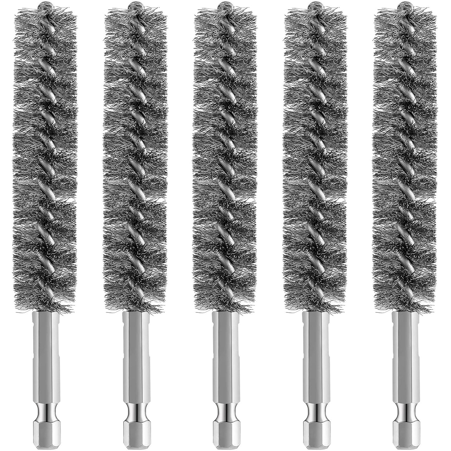 Bore Brush Bristles Wire Brush for Power Drill Cleaning Wire with Hex Shank Handle for Power Drill Cleaning(5 V1258-DP02-B-219