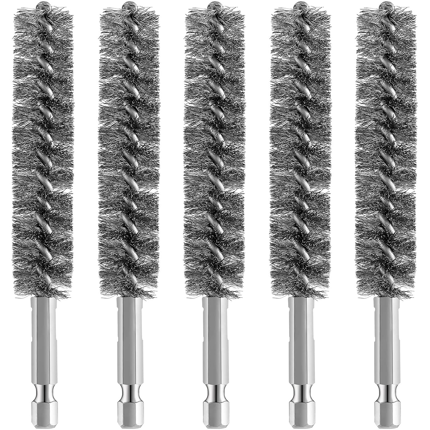 Bore Brush Bristles Wire Brush for Power Drill Cleaning Wire with Hex Shank Handle for Power Drill Cleaning(5 V1258-DP02-B-219