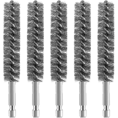 Bore Brush Bristles Wire Brush for Power Drill Cleaning Wire with Hex Shank Handle for Power Drill Cleaning(5 V1258-DP02-B-219