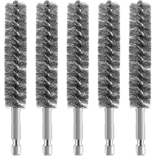 Bore Brush Bristles Wire Brush for Power Drill Cleaning Wire with Hex Shank Handle for Power Drill Cleaning(5 V1258-DP02-B-219