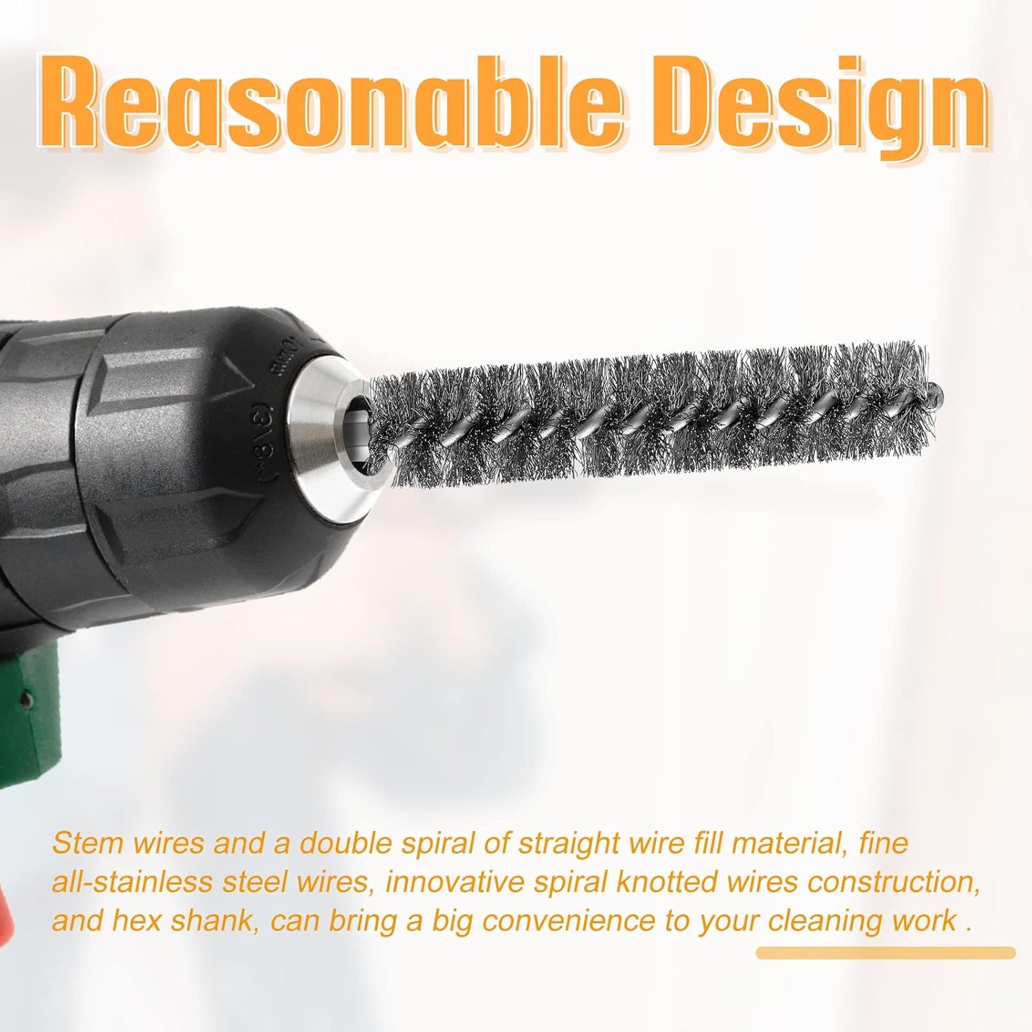 Bore Brush Bristles Wire Brush for Power Drill Cleaning Wire with Hex Shank Handle for Power Drill Cleaning(5 V1258-DP02-B-219