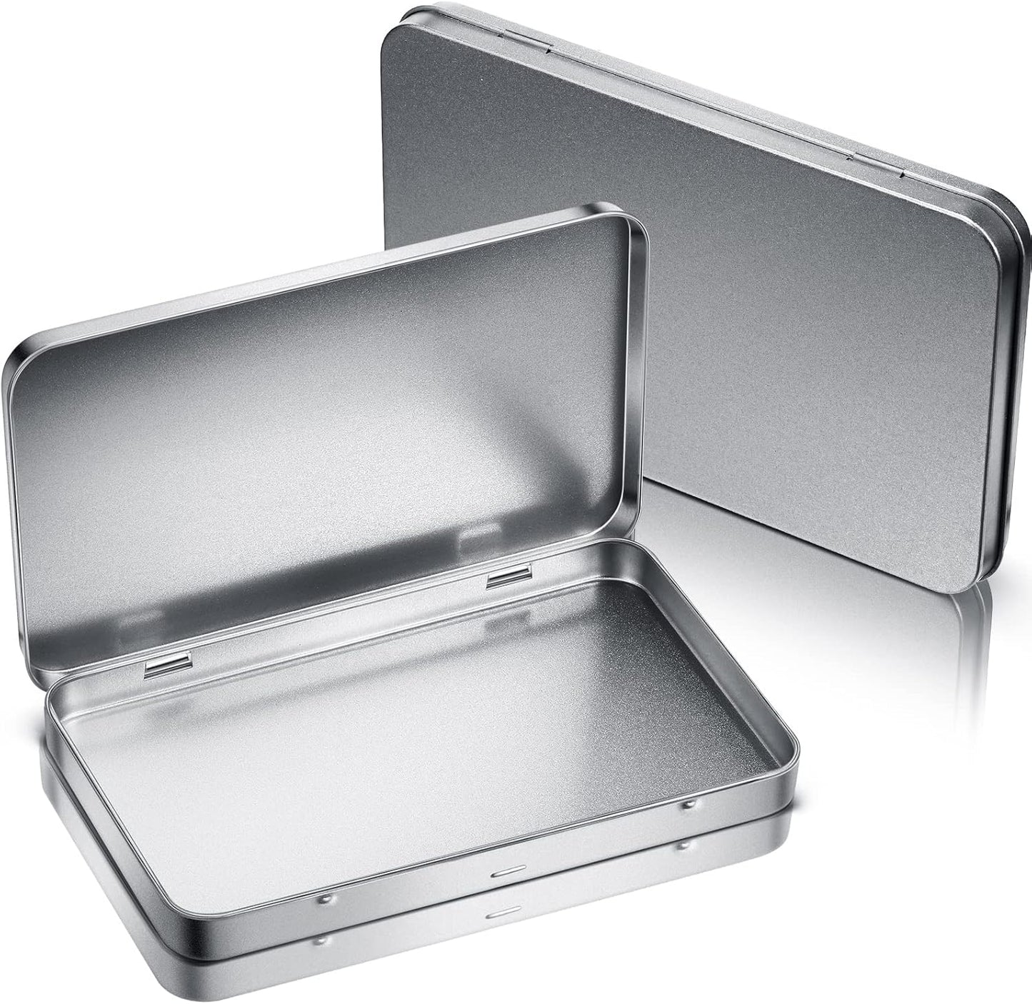 2 Pack Rectangular Metal Tin Box with Lid Metal Hinged Lid Tin Empty Box Container Storage for Watercolor V1258-DP02-B-220