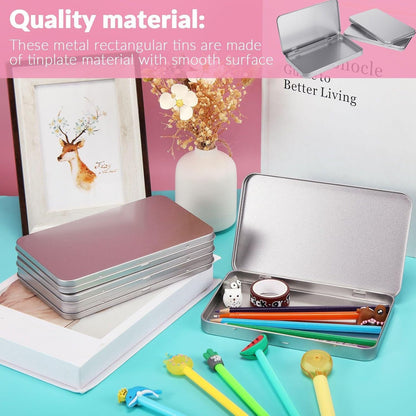 2 Pack Rectangular Metal Tin Box with Lid Metal Hinged Lid Tin Empty Box Container Storage for Watercolor V1258-DP02-B-220