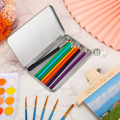 2 Pack Rectangular Metal Tin Box with Lid Metal Hinged Lid Tin Empty Box Container Storage for Watercolor V1258-DP02-B-220