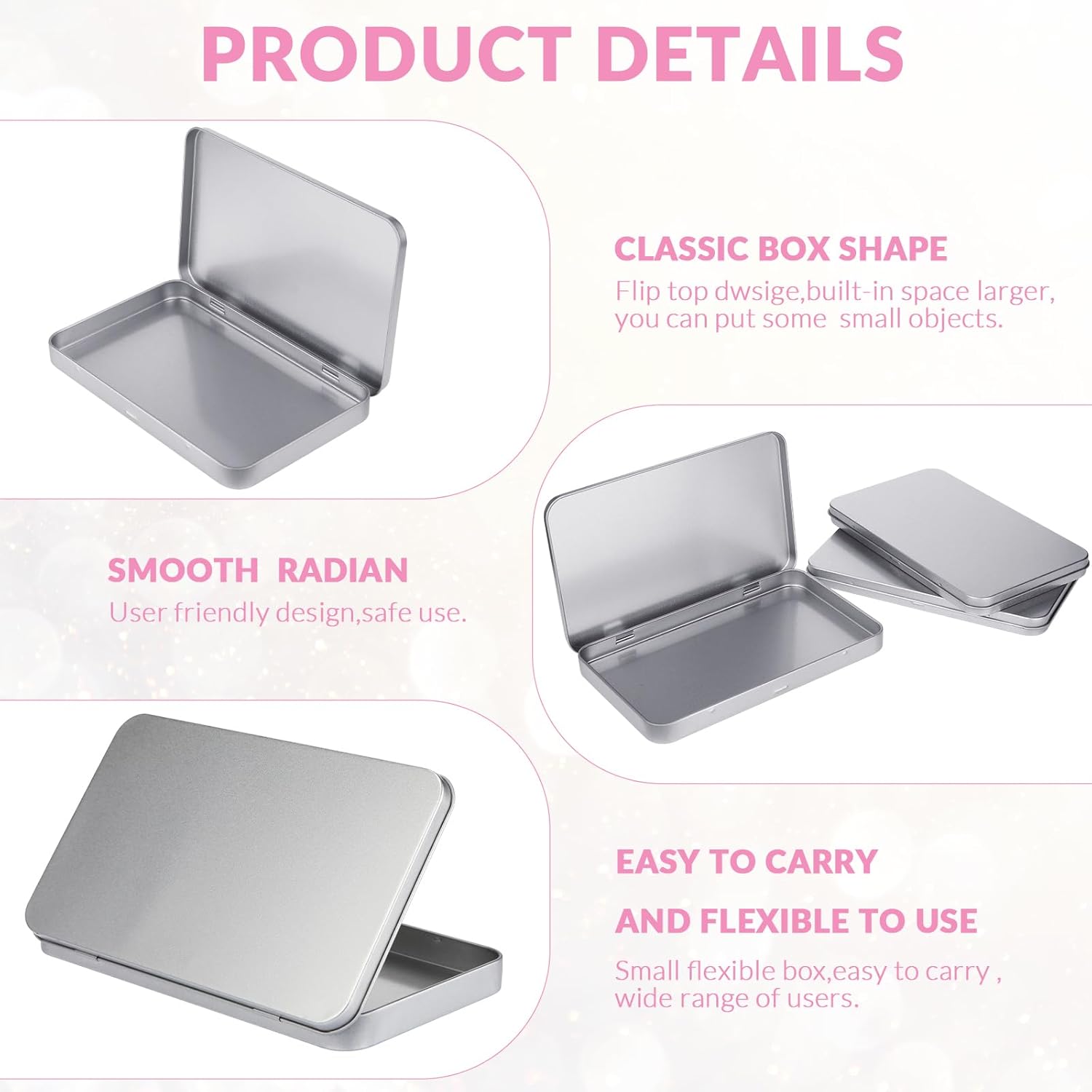 2 Pack Rectangular Metal Tin Box with Lid Metal Hinged Lid Tin Empty Box Container Storage for Watercolor V1258-DP02-B-220